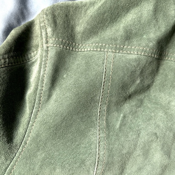 Bernardo Genuine Suede Leather Lined Jacket Zip Front w/ Pockets, Green, Medium - Picture 8 of 14